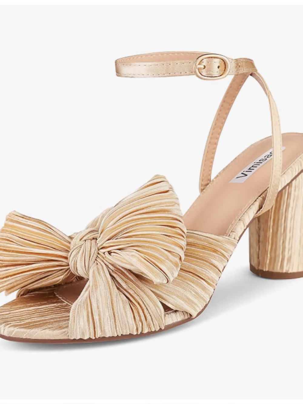 Pleated Knot Block Heel Sandals - Blush Pink